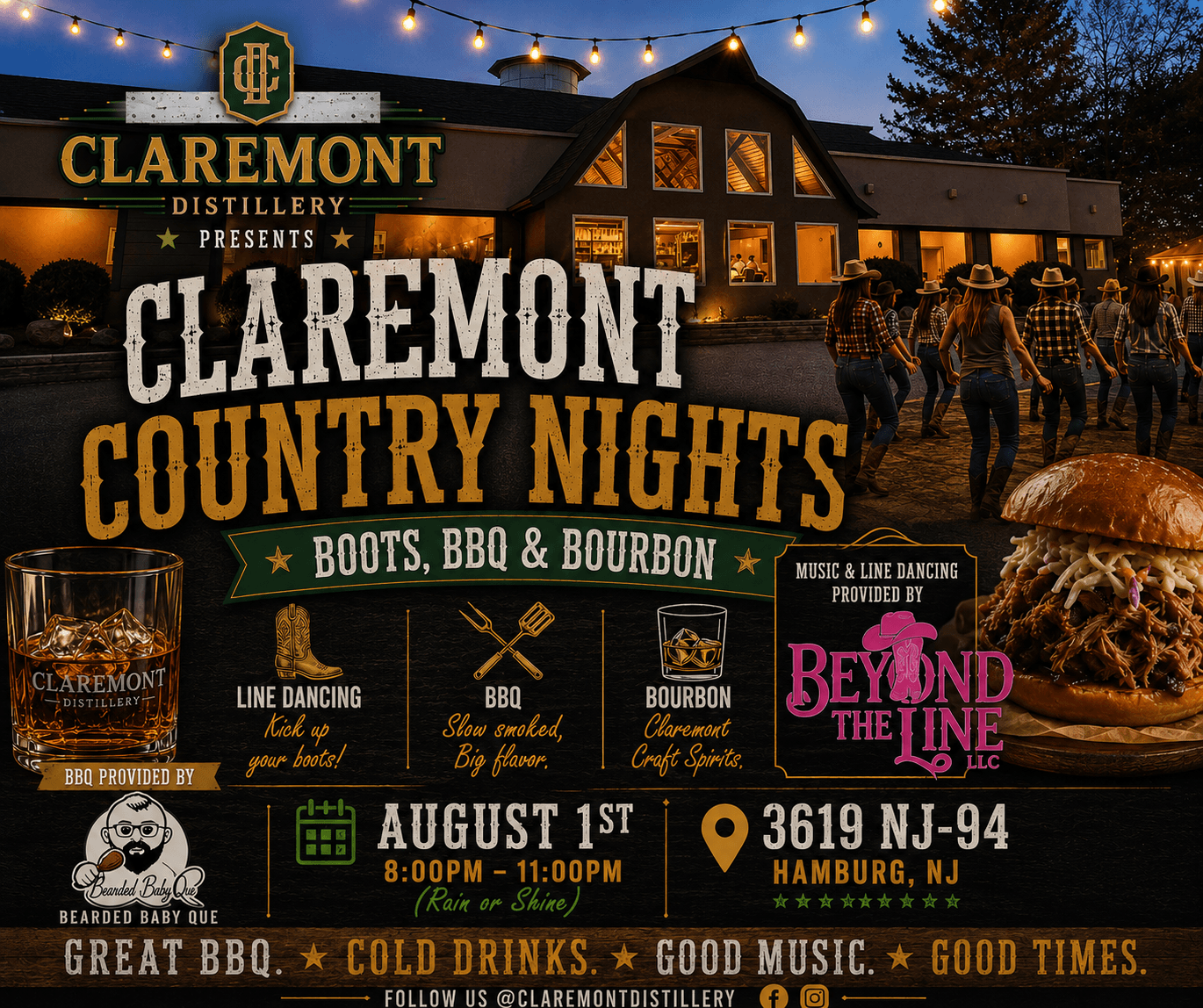 Claremont Country Nights: Boots, BBQ & Bourbon @ Claremont Distillery